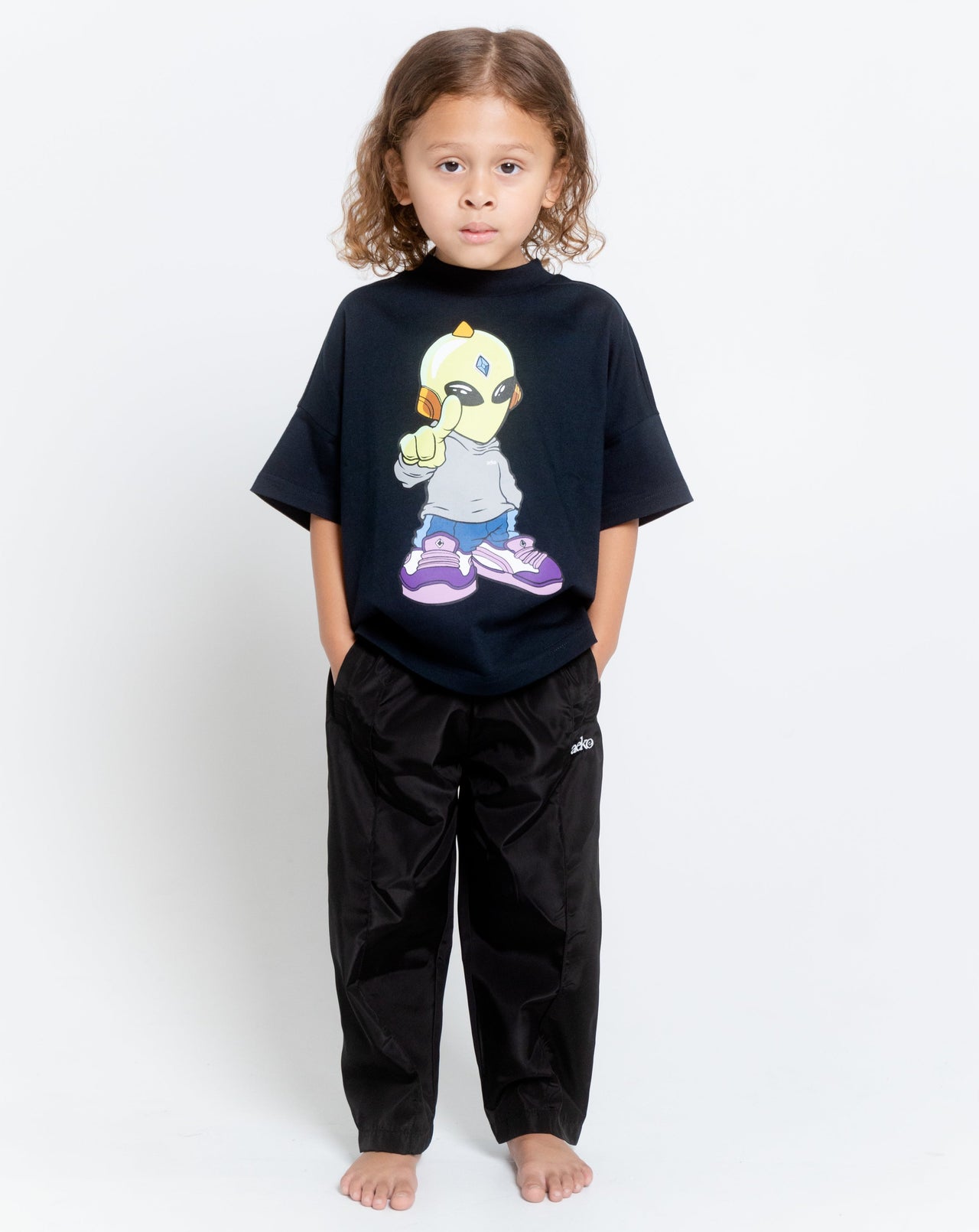 Track Pants in Black with Embroidery